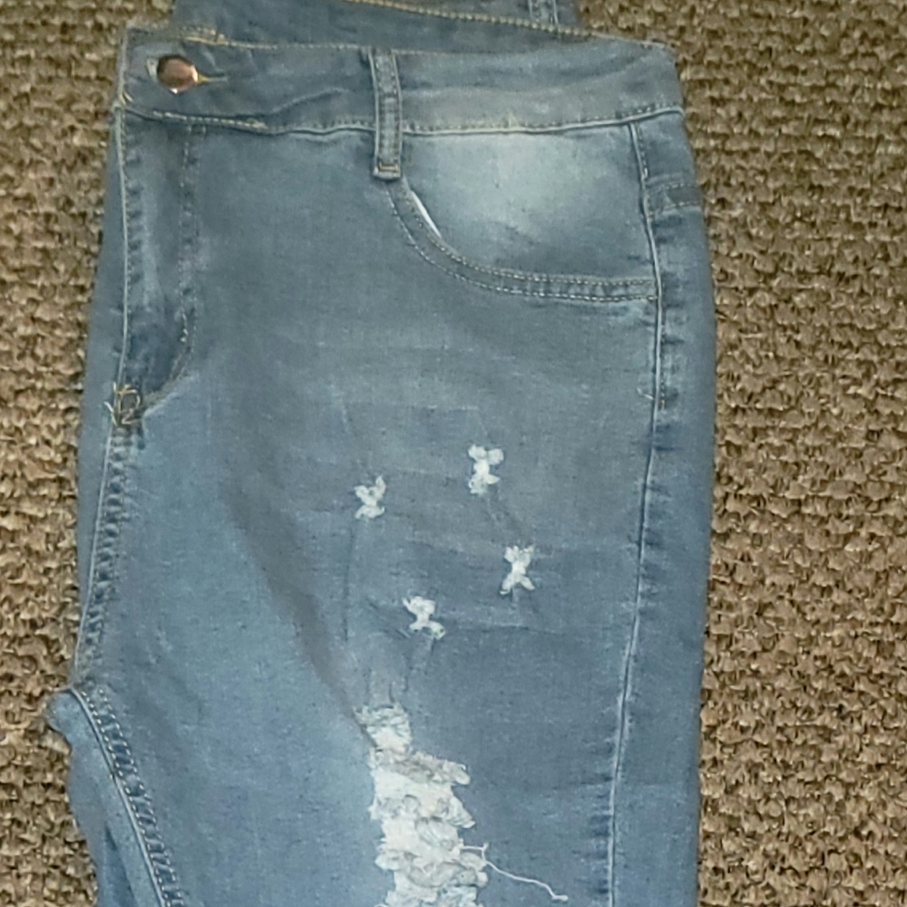 B/N Never Worn TIMEMEANS Women's Slim Ripped Hole Gradient Jeans Size XXL - Picture 3 of 6